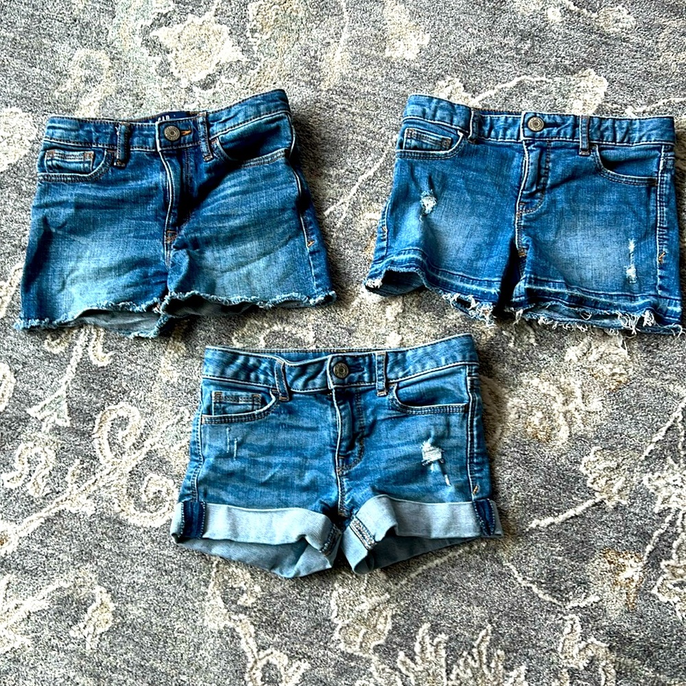 GAP girls denim shorts -size 7 -gently used- three pairs for one price!
